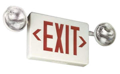 Mule - 1 and 2 Face, 2 Head, 120-277 Volt, Metal, LED Combination Exit Sign - 1-3/4 Inch Wide x 12-1/2 Inch High x 23-1/2 Inch Long, Remote and Side Mount, Lead Calcium Battery - Eagle Tool & Supply