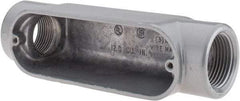 Thomas & Betts - C Body, 1" Trade, IMC, Rigid Aluminum Conduit Body - Oval, 5-15/16" OAL, 11.8 cc Capacity, Gray - Eagle Tool & Supply