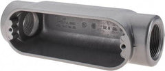 Thomas & Betts - C Body, 1-1/4" Trade, IMC, Rigid Aluminum Conduit Body - Oval, 7-7/8" OAL, 32 cc Capacity, Gray - Eagle Tool & Supply