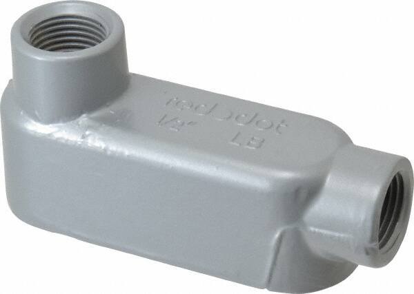 Thomas & Betts - LB Body, 1/2" Trade, IMC, Rigid Aluminum Conduit Body - Oval, 4-9/32" OAL, 4.3 cc Capacity, Gray - Eagle Tool & Supply