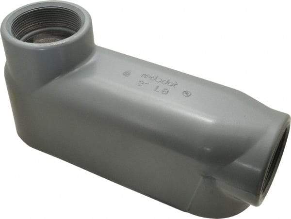 Thomas & Betts - LB Body, 2" Trade, IMC, Rigid Aluminum Conduit Body - Oval, 9-13/16" OAL, 69-1/2 cc Capacity, Gray - Eagle Tool & Supply