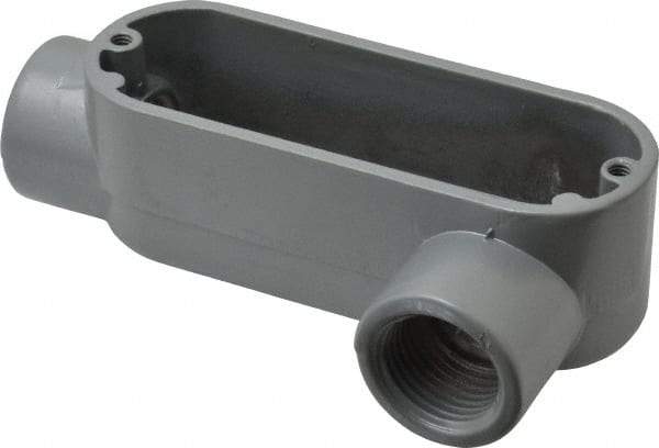 Thomas & Betts - LL Body, 1/2" Trade, IMC, Rigid Aluminum Conduit Body - Oval, 3-1/2" OAL, 4.3 cc Capacity, Gray - Eagle Tool & Supply