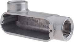 Thomas & Betts - LL Body, 1" Trade, IMC, Rigid Aluminum Conduit Body - Oval, 4-7/8" OAL, 11.8 cc Capacity, Gray - Eagle Tool & Supply