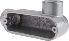 Thomas & Betts - LR Body, 1-1/2" Trade, IMC, Rigid Aluminum Conduit Body - Oval, 6-1/2" OAL, 32 cc Capacity, Gray - Eagle Tool & Supply