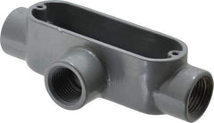 Thomas & Betts - T Body, 1/2" Trade, IMC, Rigid Aluminum Conduit Body - Oval, 4-3/8" OAL, 4.3 cc Capacity, Gray - Eagle Tool & Supply