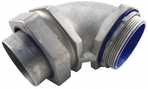 Thomas & Betts - 3-1/2" Trade, Die Cast Zinc Compression Angled FMC & Liquidtight Conduit Connector - Partially Insulated - Eagle Tool & Supply