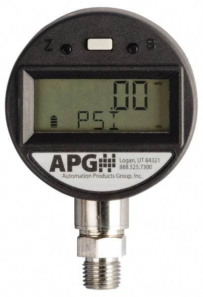 Made in USA - 2-1/2" Dial, 1/4 Thread, 0-5,000 Scale Range, Pressure Gauge - Lower Connection Mount, Accurate to 0.25% of Scale - Eagle Tool & Supply