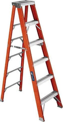 Louisville - 5 Steps, 5' High, Type IAA Rating, Fiberglass Step Ladder - 375 Lb Capacity, 20-5/16" Base Width - Eagle Tool & Supply