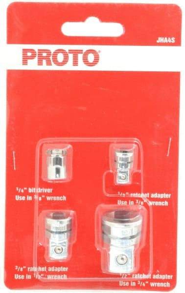 Proto - 1/4, 3/8, 1/2" Drive, Ratcheting Wrench Adapter Set Inch - 1-1/8" OAL - Eagle Tool & Supply