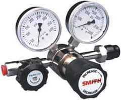 Miller-Smith - 660 CGA Inlet Connection, 25 Max psi, Corrosive Service Gases Welding Regulator - Stainless Steel Diaphragm Valve with 1/4" Swagelok Tube Fitting Thread - Exact Industrial Supply