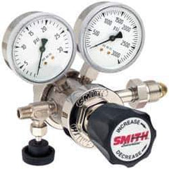 Miller-Smith - 320 CGA Inlet Connection, 150 Max psi, Carbon Dioxide Welding Regulator - Needle Valve with 1/8" Swagelok Tube Fitting Thread - Exact Industrial Supply