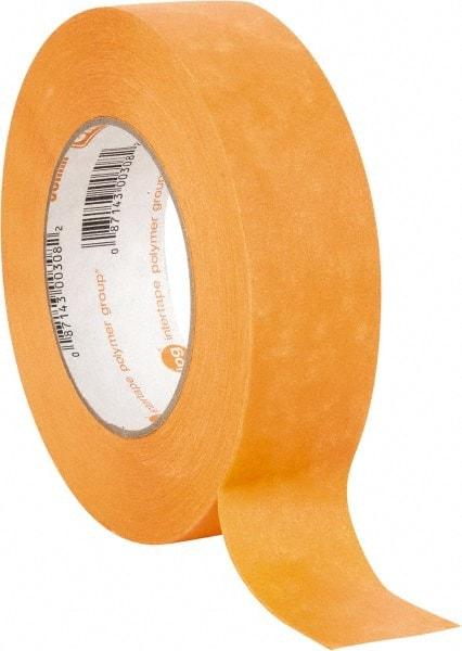 Intertape - 1-1/2" Wide x 60 Yd Long Orange Paper Masking Tape - Series Orange Mask, 7.3 mil Thick, 23 In/Lb Tensile Strength - Eagle Tool & Supply