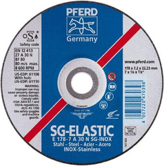 PFERD - 46 Grit, 4-1/2" Wheel Diam, 5/8" Arbor Hole, Type 27 Depressed Center Wheel - Aluminum Oxide - Eagle Tool & Supply