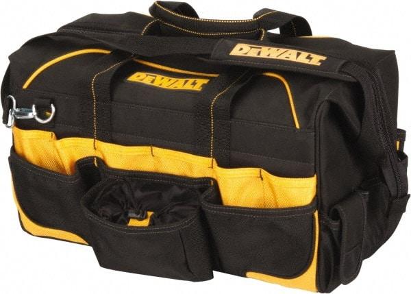 DeWALT - 42 Pocket Black & Yellow Polyester Tool Bag - 18" Wide x 9-1/2" Deep x 10-1/2" High - Eagle Tool & Supply