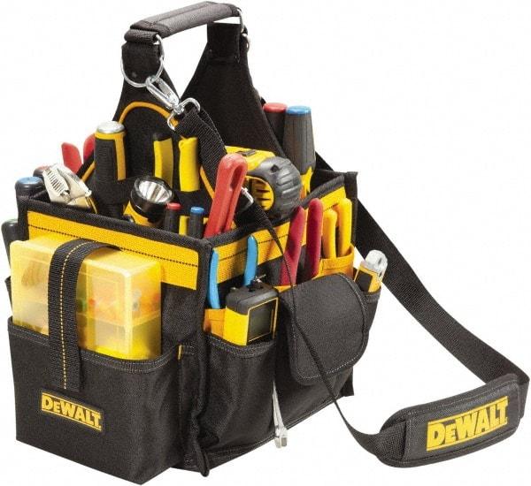 DeWALT - 23 Pocket Black & Yellow Polyester Tool Bag - 10-1/2" Wide x 8-1/2" Deep x 10" High - Eagle Tool & Supply