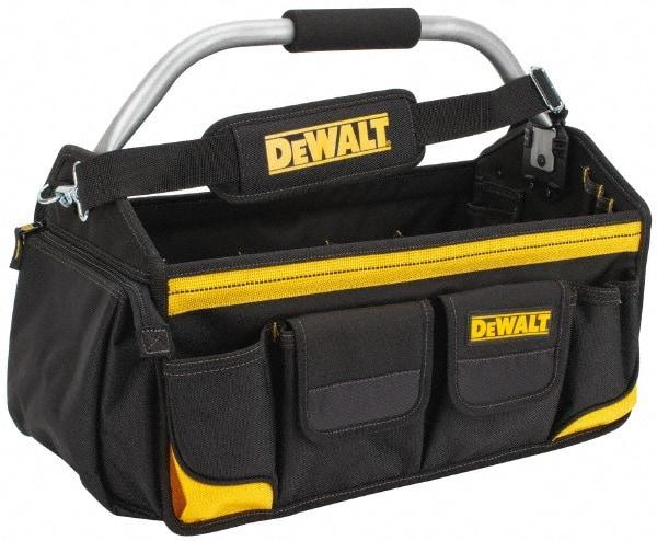 DeWALT - 34 Pocket Black & Yellow Polyester Tool Tote - 18" Wide x 9" Deep x 8" High - Eagle Tool & Supply