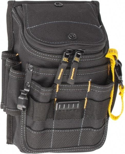 CLC - Medium Ziptop General Purpose Utility Pouch - Polyester, Black, 7-3/4" Wide x 9-3/4" High, Clip on or Through Belt - Eagle Tool & Supply