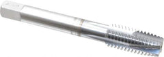 Accupro - M12x1.75 Metric Coarse, 3 Flute, TiCN Finish, Powdered Metal Spiral Point Tap - Plug Chamfer, Right Hand Thread, 3-3/8" OAL, 6H Class of Fit - Exact Industrial Supply