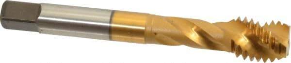 Accupro - 1/2-13 UNC 3 Flute 3B Modified Bottoming Spiral Flute Tap - Powdered Metal, TiN Finish, 3-3/8" OAL, Right Hand Flute, Right Hand Thread, H3 - Eagle Tool & Supply