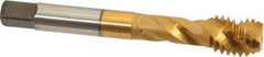 Accupro - 1/2-13 UNC 3 Flute 3B Modified Bottoming Spiral Flute Tap - Powdered Metal, TiN Finish, 3-3/8" OAL, Right Hand Flute, Right Hand Thread, H3 - Eagle Tool & Supply