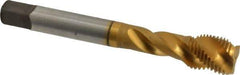 Accupro - 1/2-20 UNF 3 Flute 3B Modified Bottoming Spiral Flute Tap - Powdered Metal, TiN Finish, 3-3/8" OAL, Right Hand Flute, Right Hand Thread, H3 - Eagle Tool & Supply