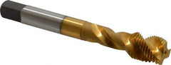 Accupro - 1/2-20 UNF 3 Flute 2B Modified Bottoming Spiral Flute Tap - Powdered Metal, TiN Finish, 3-3/8" OAL, Right Hand Flute, Right Hand Thread, H5 - Eagle Tool & Supply