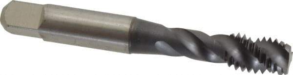Accupro - 3/8-16 UNC 3 Flute 2B Modified Bottoming Spiral Flute Tap - Powdered Metal, TiCN Finish, 2-15/16" OAL, Right Hand Flute, Right Hand Thread, H5 - Eagle Tool & Supply