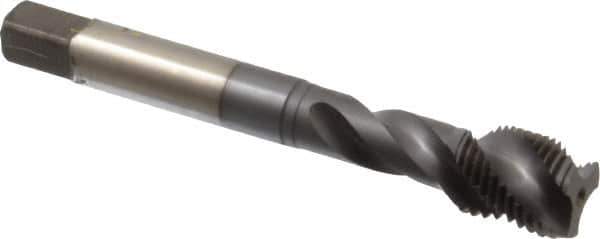 Accupro - 1/2-20 UNF 3 Flute 3B Modified Bottoming Spiral Flute Tap - Powdered Metal, TiCN Finish, 3-3/8" OAL, Right Hand Flute, Right Hand Thread, H3 - Eagle Tool & Supply