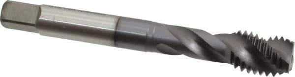 Accupro - M12x1.75 Metric Coarse 3 Flute 6H Modified Bottoming Spiral Flute Tap - Powdered Metal, TiCN Finish, 3-3/8" OAL, Right Hand Flute, Right Hand Thread, D6 - Eagle Tool & Supply