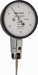 Mitutoyo - 0.03 Inch Range, 0.0005 Inch Dial Graduation, Horizontal Dial Test Indicator - 1.5748 Inch White Dial, 0-15-0 Dial Reading, Accurate to 0.0005 Inch - Eagle Tool & Supply
