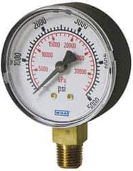 Wika - 2-1/2" Dial, 1/4 Thread, 30-0-100 Scale Range, Pressure Gauge - Lower Connection Mount, Accurate to 3-2-3% of Scale - Eagle Tool & Supply