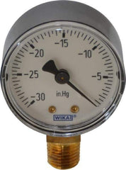 Wika - 2" Dial, 1/4 Thread, 30-0 Scale Range, Pressure Gauge - Lower Connection Mount, Accurate to 3-2-3% of Scale - Eagle Tool & Supply