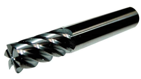 Accupro - 1", 1-3/4" LOC, 1" Shank Diam, 4" OAL, 6 Flute, Solid Carbide Square End Mill - Single End, TiCN Finish, Spiral Flute, 40° Helix, Centercutting, Right Hand Cut, Right Hand Flute - Eagle Tool & Supply