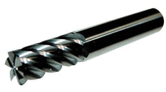 Accupro - 1", 1-3/4" LOC, 1" Shank Diam, 4" OAL, 6 Flute, Solid Carbide Square End Mill - Single End, TiCN Finish, Spiral Flute, 40° Helix, Centercutting, Right Hand Cut, Right Hand Flute - Eagle Tool & Supply