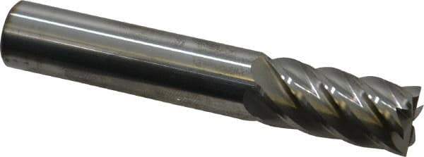 Accupro - 1/2", 1" LOC, 1/2" Shank Diam, 3" OAL, 6 Flute, Solid Carbide Square End Mill - Single End, Uncoated, Spiral Flute, 40° Helix, Centercutting, Right Hand Cut, Right Hand Flute - Eagle Tool & Supply