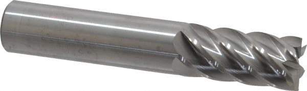 Accupro - 5/8", 1-1/4" LOC, 5/8" Shank Diam, 3-1/2" OAL, 6 Flute, Solid Carbide Square End Mill - Single End, Uncoated, Spiral Flute, 40° Helix, Centercutting, Right Hand Cut, Right Hand Flute - Eagle Tool & Supply