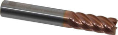 Accupro - 3/8", 7/8" LOC, 3/8" Shank Diam, 2-1/2" OAL, 6 Flute, Solid Carbide Square End Mill - Single End, TiCN Finish, Spiral Flute, 40° Helix, Centercutting, Right Hand Cut, Right Hand Flute - Eagle Tool & Supply