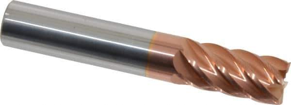 Accupro - 1/2", 1" LOC, 1/2" Shank Diam, 3" OAL, 6 Flute, Solid Carbide Square End Mill - Single End, TiCN Finish, Spiral Flute, 40° Helix, Centercutting, Right Hand Cut, Right Hand Flute - Eagle Tool & Supply
