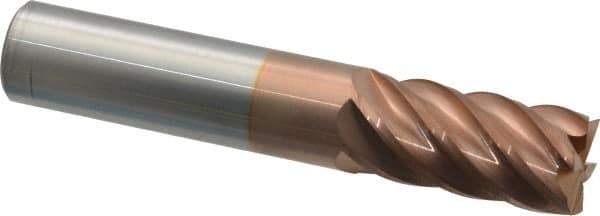 Accupro - 5/8", 1-1/4" LOC, 5/8" Shank Diam, 3-1/2" OAL, 6 Flute, Solid Carbide Square End Mill - Single End, TiCN Finish, Spiral Flute, 40° Helix, Centercutting, Right Hand Cut, Right Hand Flute - Eagle Tool & Supply