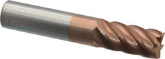Accupro - 5/8", 1-1/4" LOC, 5/8" Shank Diam, 3-1/2" OAL, 6 Flute, Solid Carbide Square End Mill - Single End, TiCN Finish, Spiral Flute, 40° Helix, Centercutting, Right Hand Cut, Right Hand Flute - Eagle Tool & Supply