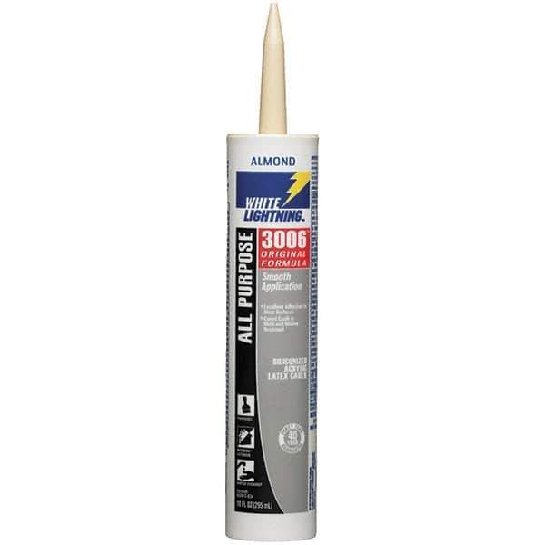 White Lightning - 10 oz Cartridge Almond Acrylic & Latex Caulk - -30 to 180°F Operating Temp, 12 min Tack Free Dry Time, Series 3006 - Eagle Tool & Supply