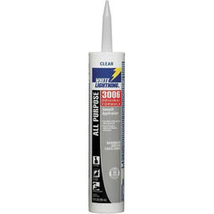 White Lightning - 10 oz Cartridge Clear Acrylic & Latex Caulk - -30 to 180°F Operating Temp, 12 min Tack Free Dry Time, Series 3006 - Eagle Tool & Supply