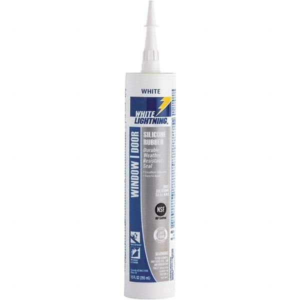 White Lightning - 10 oz Cartridge White RTV Silicone Joint Sealant - -80 to 450°F Operating Temp, 30 min Tack Free Dry Time, 24 hr Full Cure Time - Eagle Tool & Supply