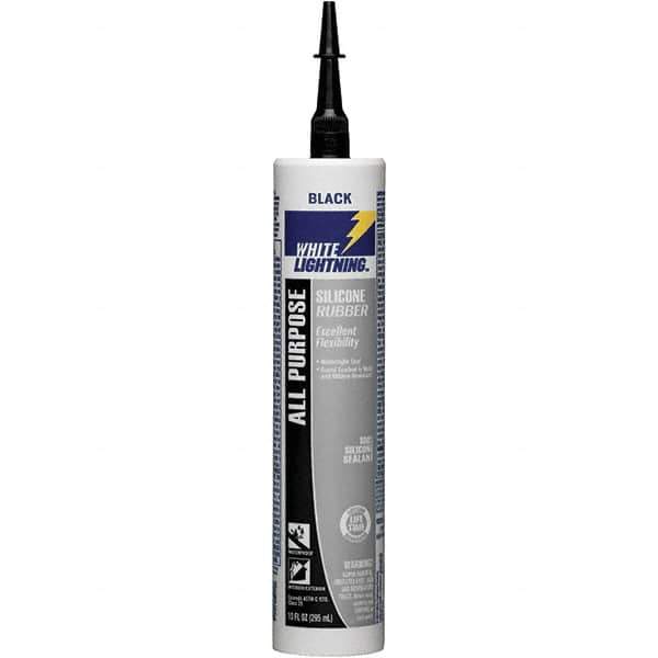 White Lightning - 10 oz Cartridge Black RTV Silicone Joint Sealant - -80 to 400°F Operating Temp, 30 min Tack Free Dry Time, 24 hr Full Cure Time - Eagle Tool & Supply