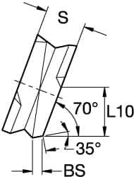 Kennametal - SPHX1205 Grade KT530M Cermet Milling Insert - TiAlN Finish, 0.2165" Thick, 12mm Inscribed Circle - Eagle Tool & Supply