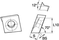 Kennametal - Grade KCK15 Carbide Milling Insert - TiN/TiCN/Al2O3 Finish, 0.2598" Thick, 15mm Inscribed Circle - Eagle Tool & Supply