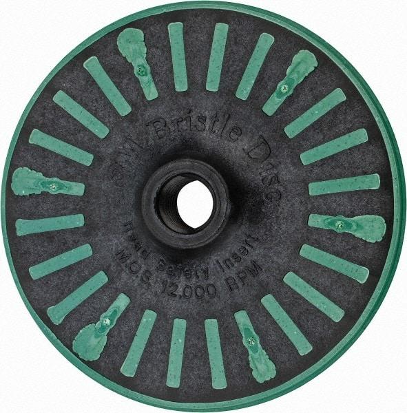 3M - 4-1/2" 50 Grit Ceramic Straight Disc Brush - Coarse Grade, Threaded Hole Connector, 3/4" Trim Length, 5/8-11 Threaded Arbor Hole - Eagle Tool & Supply