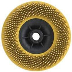 3M - 4-1/2" 80 Grit Ceramic Straight Disc Brush - Medium Grade, Threaded Hole Connector, 3/4" Trim Length, 5/8-11 Threaded Arbor Hole - Eagle Tool & Supply