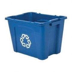 Rubbermaid - 14 Gal Blue Rectangle Recycling Container - Polyethylene, 14-3/4" High x 20-3/4" Long x 16" Wide - Eagle Tool & Supply