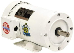 US Motors - 1 hp, TENV Enclosure, No Thermal Protection, 3,450 RPM, 208-230/460 Volt, 60 Hz, Three Phase Energy Efficient Motor - Size 56C Frame, C-Face/Base Mount, 1 Speed, Ball Bearings, 2.534 Full Load Amps, F Class Insulation, Reversible - Eagle Tool & Supply